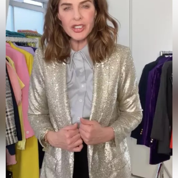 Massimo Dutti Silver Sequin Blazer - Picture 2 of 9